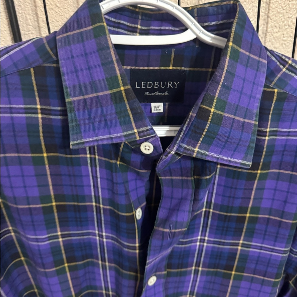 Ledbury Men's Purple Plaid Button Down Shirt